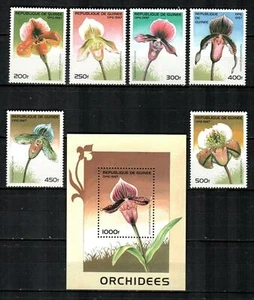 GUINEA Scott's 1375-85 ( 6v + S/S ) Orchids F/VF MNH ( 1997 ) - Picture 1 of 2