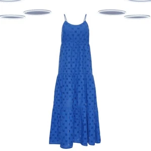Ex Damen Maxikleid Petite Size Lochstickerei Träger in Blau (Defekt) - Bild 1 von 5