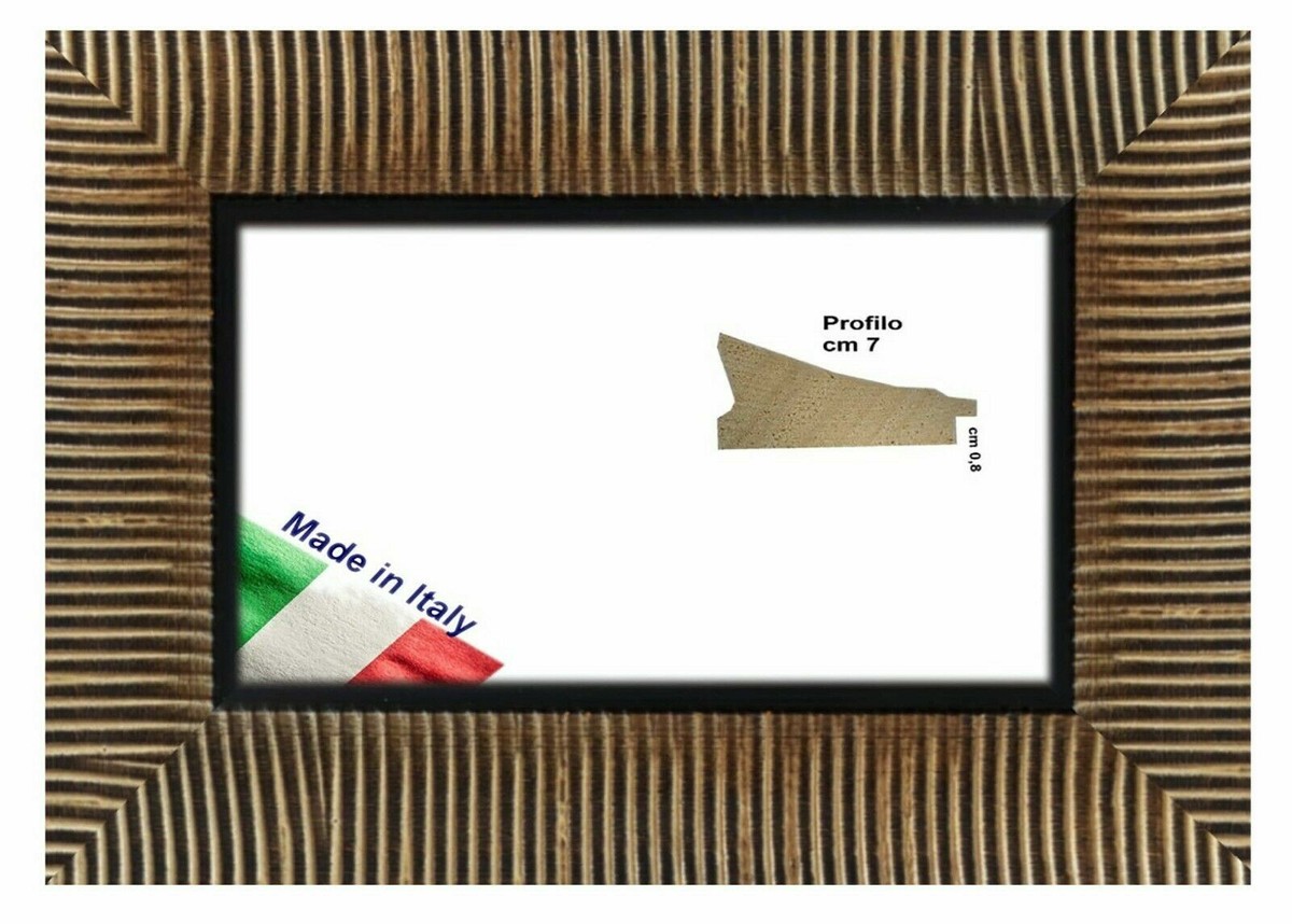Cornice Portafoto In Legno 67x90 Cm - Colore Marrone Wengé, Con Vetro Antiriflesso, Made In Germany - Foto 3