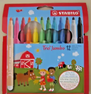 STABILO Trio Jumbo Filzstift dick 12 verschiedene Farben Fasermaler 12er Pack - Bild 1 von 1