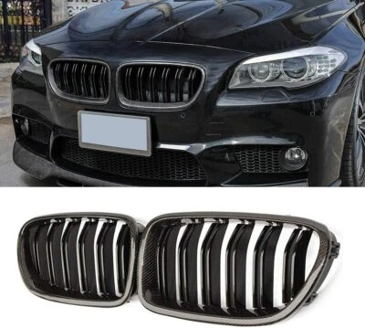 Rejilla delantera de fibra de carbono real riñón doble línea para BMW Serie 5 F10 F11 F18 M5 Foto 1 de 4
