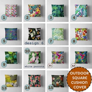 Square Outdoor Tropical Patterns Waterproof Cushion Cover Cushion Pillow Cases - Picture 1 of 50