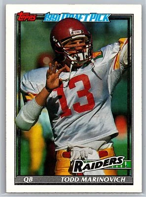 1991  Topps #83 Todd Marinovich Rookie Raiders USC - Image 1 of 2