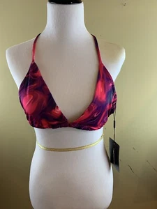 Pretty Little Thing Hot Pink Abstrakt Slinky Dreieck Bralet, Größe 6. NEU mit Etikett - Bild 1 von 7