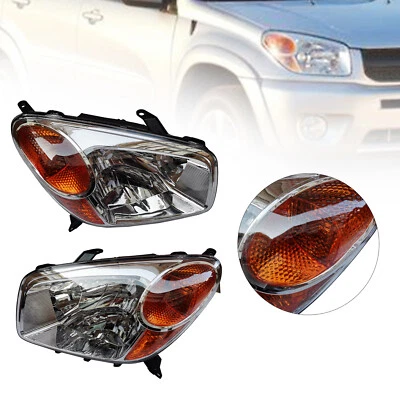 For 2004 2005 Toyota Rav4 Headlight Assembly Left & Right Pair Halogen Headlamps - Imagem 1 de 4