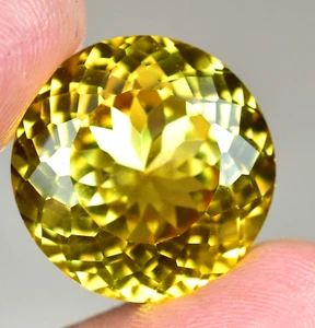 34.10 Ct Natural Ceylon Yellow Sapphire Round CERTIFIED Flawless Loose Gemstone - Picture 1 of 7