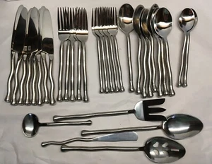 Gourmet Settings Exotique Platinum Wavy Handle Stainless Flatware – Choice - Picture 1 of 47