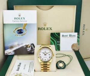 ROLEX 18kt Yellow Gold Day Date 36 President White Roman Dial 128238 SANT BLANC - Picture 1 of 9
