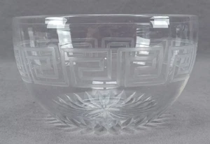 Boston & Sandwich gravierter griechischer Schlüssel Feuerstein Glas Fingerschale um 1870er - Bild 1 von 7