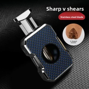 Premium V-Cut Cigar Cutter - Ergonomic Stainless Steel Spring-Loaded Blade - Bild 1 von 14