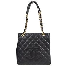 Chanel Petite Shopping Tote PST Chain Hand Tote Bag Black Caviar 99426