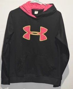 Under Armour Hoodie Women's Small Black with Pink and Yellow Logo - Picture 1 of 4