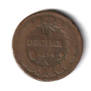 FRANCE - Directoire - Monnaie de Un Décime Cu Modification du 2 Décimes An 4 A - Imagen 1 de 2