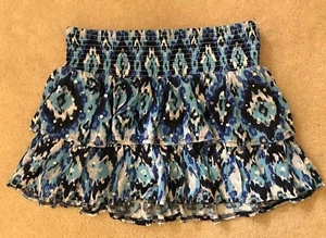 EUC! Girls Justice Blue Tie Dye Sparkly Ruffle Skort Sz 16(Waist 28 Inches)Cute! - Picture 1 of 4