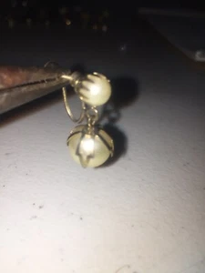 Vintage Ohrclips, einzeln/Ersatz - baumelnde Perle - Bild 1 von 4