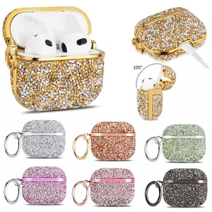 For Airpods Pro 2nd/1st Gen 3rd Gen Case Bling Glitter Sparkly Cover & Keychain - Picture 1 of 19