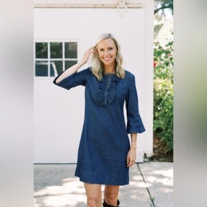 Draper James Chambray Rüschen Etuikleid Größe 4 - Bild 1 von 6