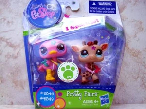 Littlest Pet Shop hübsche Paare Glitzer Giraffe Lot #2348 Strauß #2349 selten Neu im Karton - Bild 1 von 4