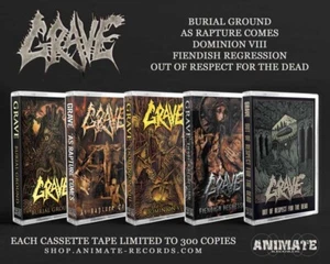 GRAVE 5x cassette tape (MC Package DEAL), each tape limited to 300 copies, NEW - Foto 1 di 11