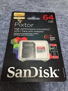 NEWSandisk 64GB Pixtor High PerformancemicroSDXC Memory Card- SDSDQUP-064G-AB46A - Picture 1 of 11