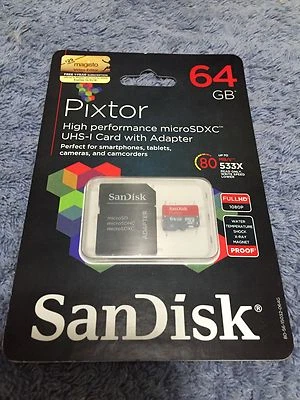 NEWSandisk 64GB Pixtor High PerformancemicroSDXC Memory Card- SDSDQUP-064G-AB46A - Image 1 of 4