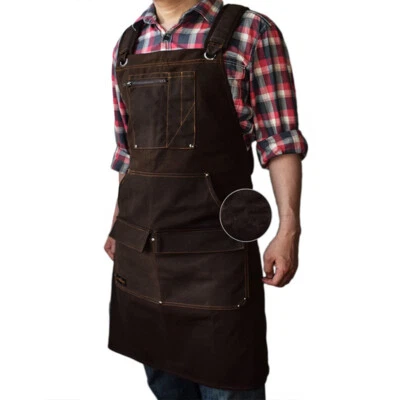 Thick Oiled Waterproof Waxed Canvas Woodwork Leatherwork Tooling Workwear Apron - Image 1 of 4