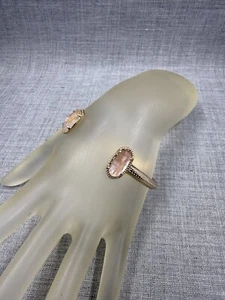 KS Kendra Scott Elton Bead Accent Gold Tone Pink Abalone Cuff Bracelet - Picture 1 of 8