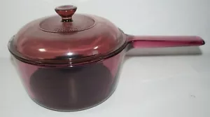 Corning Visions Cranberry 1.5L Non Stick Teflon Sauce Pan with Lid - Picture 1 of 5
