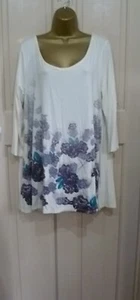 SOON PRETTY CREAM MIX LONG LOOSE FIT TOP PRETTY FLORAL TO THE FRONT SZ 20 BNWT - Picture 1 of 8