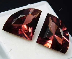 Coppia di pietre preziose sfuse 19 ct CERTIFICATE zaffiro naturale Padparadscha taglio fantasia - Foto 1 di 10