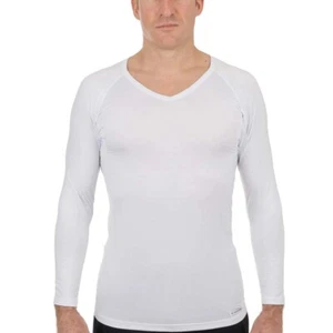 Ejis Sottomaglia Uomo Scollo a V Manica Lunga Micro Modal Antisudore Bianco - Foto 1 di 3