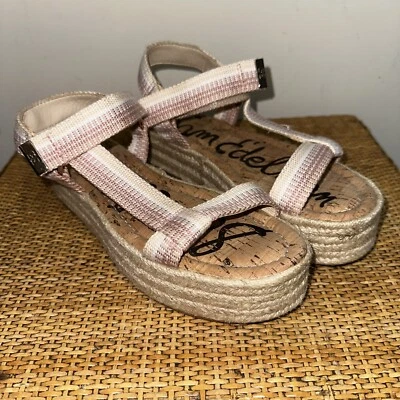 Sam Edelman Mujer’s 9M Artica Tejido Plataforma Alpargatas Sandalia Cuña Rosa Boho Foto 1 de 4