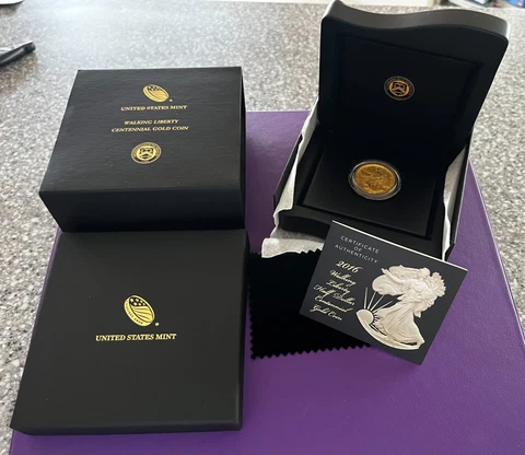 2016 Walking Liberty Half Dollar Centennial Gold Coin Original Box COA Cover