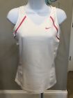 Nike Fit Dry Women Small Sleeveless White Shirt, Pink Accent, Bra Shelf, Cute!