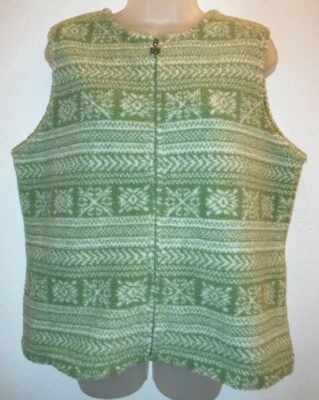 Christopher & Banks женщин большой зеленый / белый печать флисовый жилет на молнии  - Изображение 1 из 4