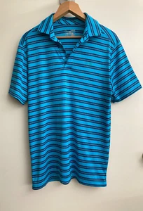 Under Armour Polo Sport Shirt Mens Sz Medium Loose Fit Heat-Gear Blue Black - Picture 1 of 7