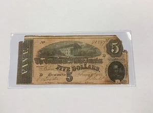 Billete confederado de 5 dólares de 1864 GRAN COLOR - Imagen 1 de 2