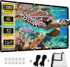 Projector Screen, 4K 16:9 HD Rear Front Projector Screen Foldable Projection Scr - Picture 1 of 12