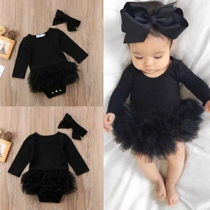 Bebé Recién Nacido Bebé Niña Manga Larga Mameluco Mono Body Diadema Conjunto - Imagen 1 de 8