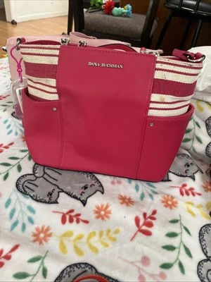 Dana Buchman Hot Pink Shoulder Bag Two Slide Side Pockets Detach. Long Strap EC - Image 1 of 4
