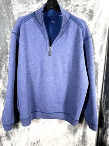 Tommy Bahama Mens Quarter-Zip Pullover Sweater Blue Cotton Blend Medium - Picture 1 of 13
