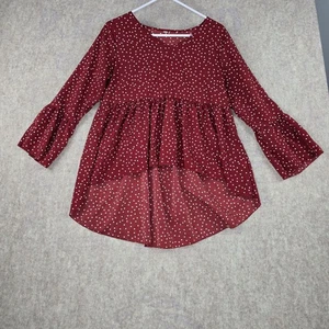 Red Polka Dot Womens Tunic Top S Polyester - Picture 1 of 8