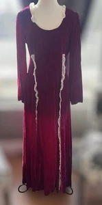 Maxi Vestido De Colección Hecho a Mano Para Mujer S? Victoriano Renacimiento Terciopelo Encaje Pradera Gótico - Imagen 1 de 23