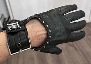 Harley Davidson Studded Size M Black Leather Women's Motorcycle Gloves STURGIS! - Bild 1 von 4