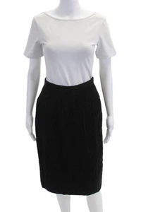 Oscar de la Renta Womens Velvet Zipped Lined Knee Length Skirt Black Size10 - Picture 1 of 5