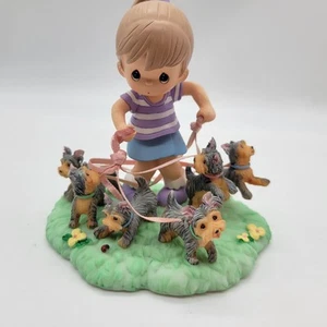 2009 Precious Moments Girl Playing Yorkies Furry Best Friends Collection #0273 - Picture 1 of 5