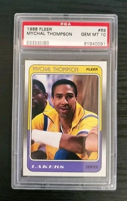 1988 Fleer #69 Mychal Thompson PSA 10 - Image 1 of 2