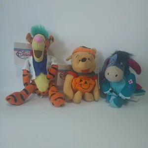 Disney HALLOWEEN Mad Scientist TIGGER Pumpkin POOH Dinosaur EEYORE Bean Bags - Picture 1 of 5