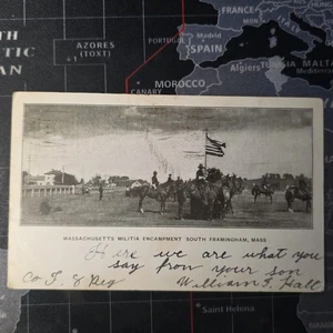 1909 Massachusetts Militia Camp South Farmingham Vintage Postcard Original - Picture 1 of 2