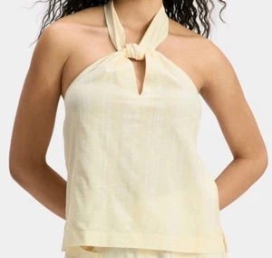 🥥 Damen Neckholder Top mit Knoten - Universalfaden Creme Größe M - Bild 1 von 2